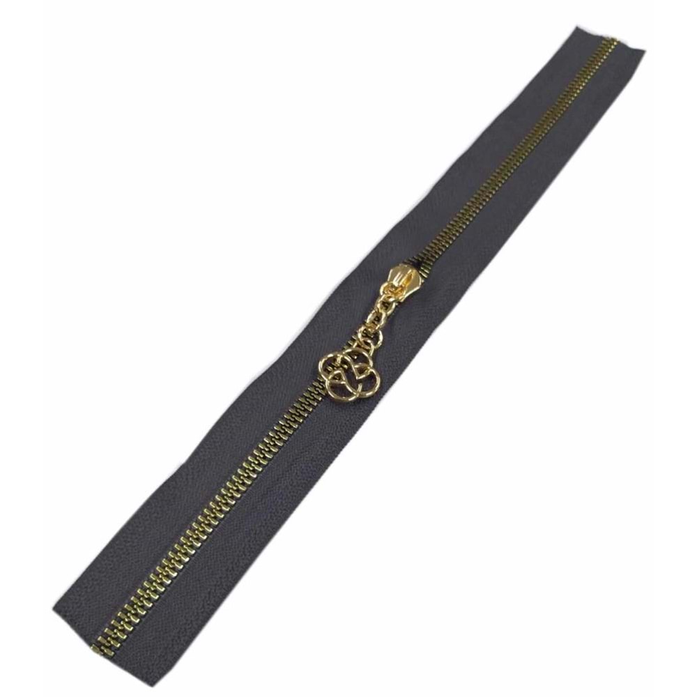Çanta Aksesuar Başlıklı Fermuar 40 Cm Light Gold Metal Koyu Gri