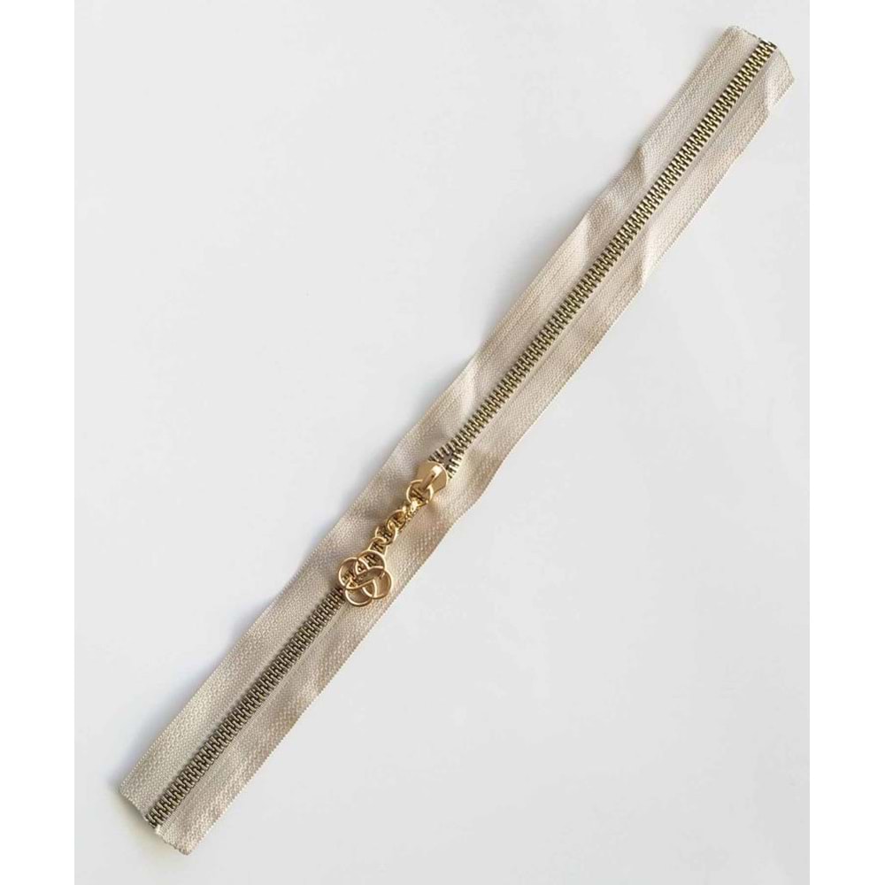 Çanta Aksesuar Başlıklı Fermuar 40 Cm Light Gold Metal Bej