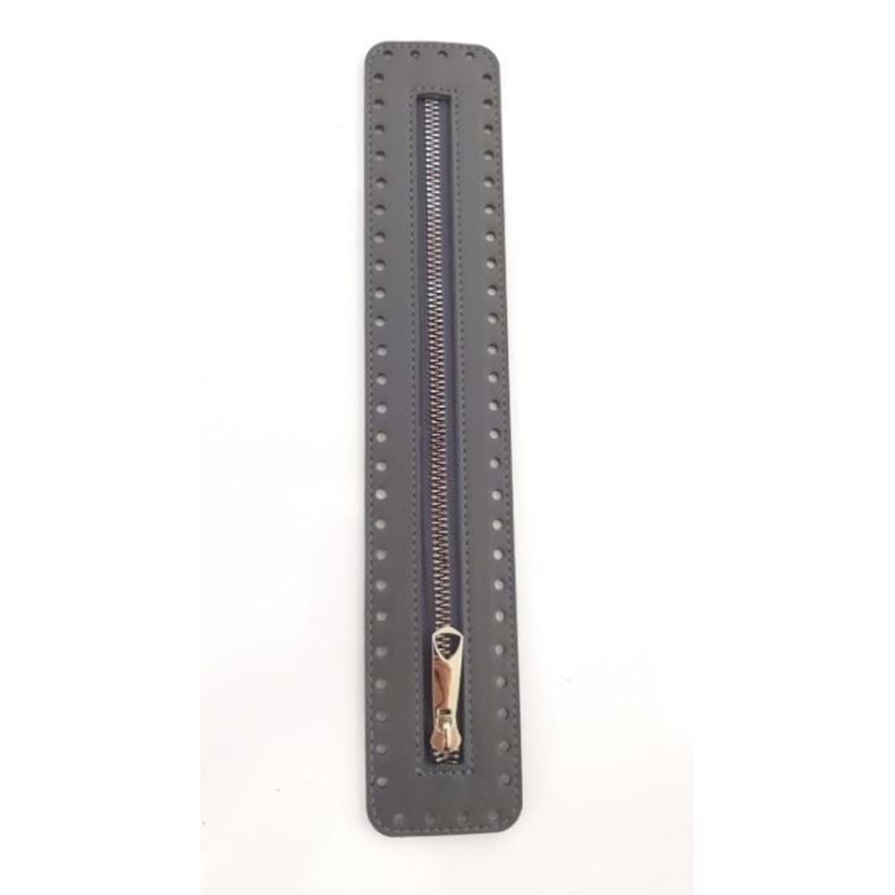 Çanta Aksesuar Derili Fermuar Yeni Model Gri 30 Cm Gümüş