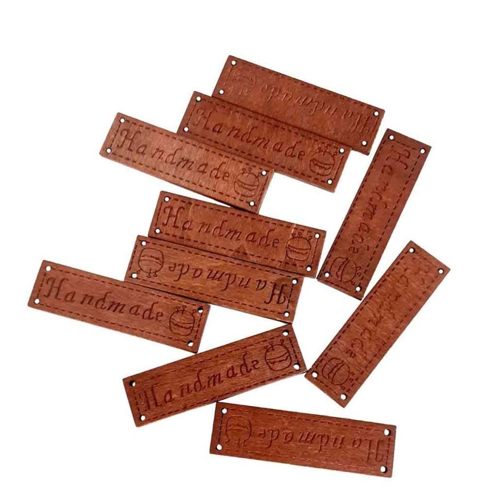 Çanta Aksesuar 10'Lu Ahşap Büyük Etiket 1.8X6.2 Cm
