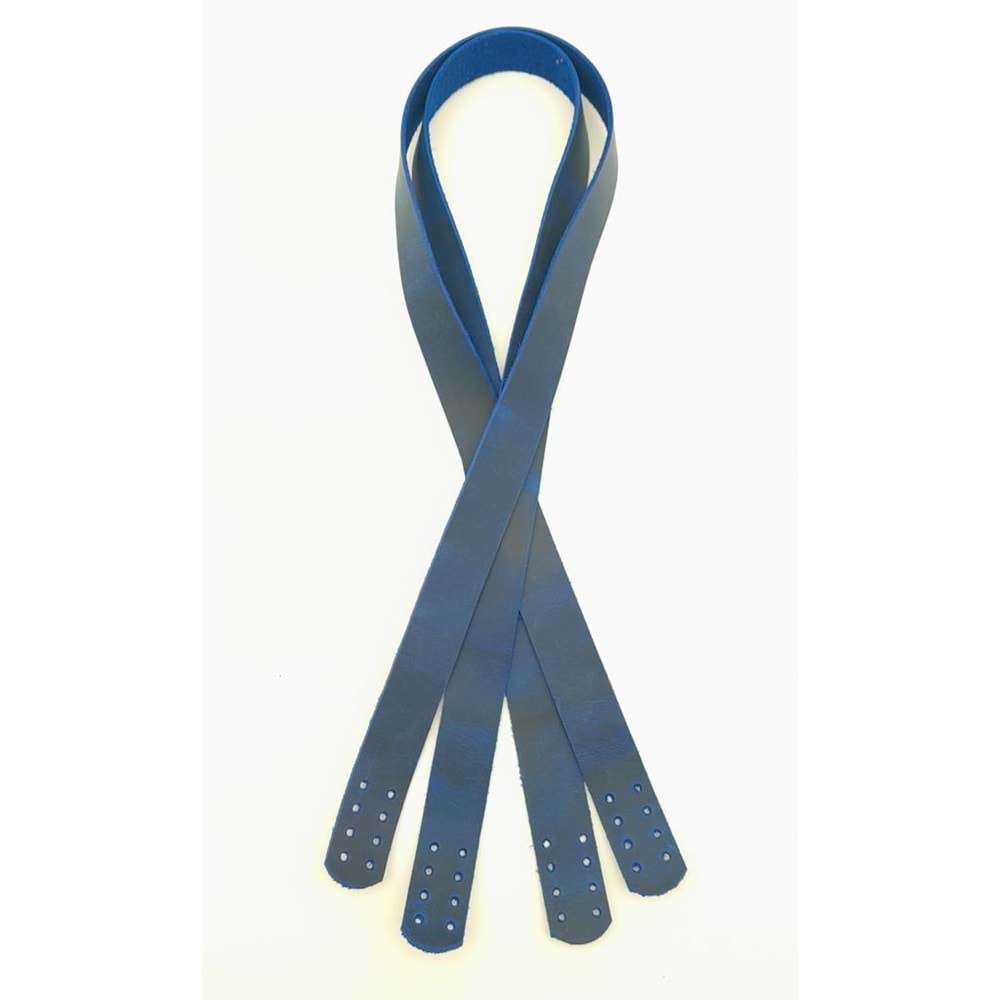 Çanta Aksesuar Gerçek Deri 70x2 cm Saks Mavi Crazy Oil Renk Çift Çanta Sapı