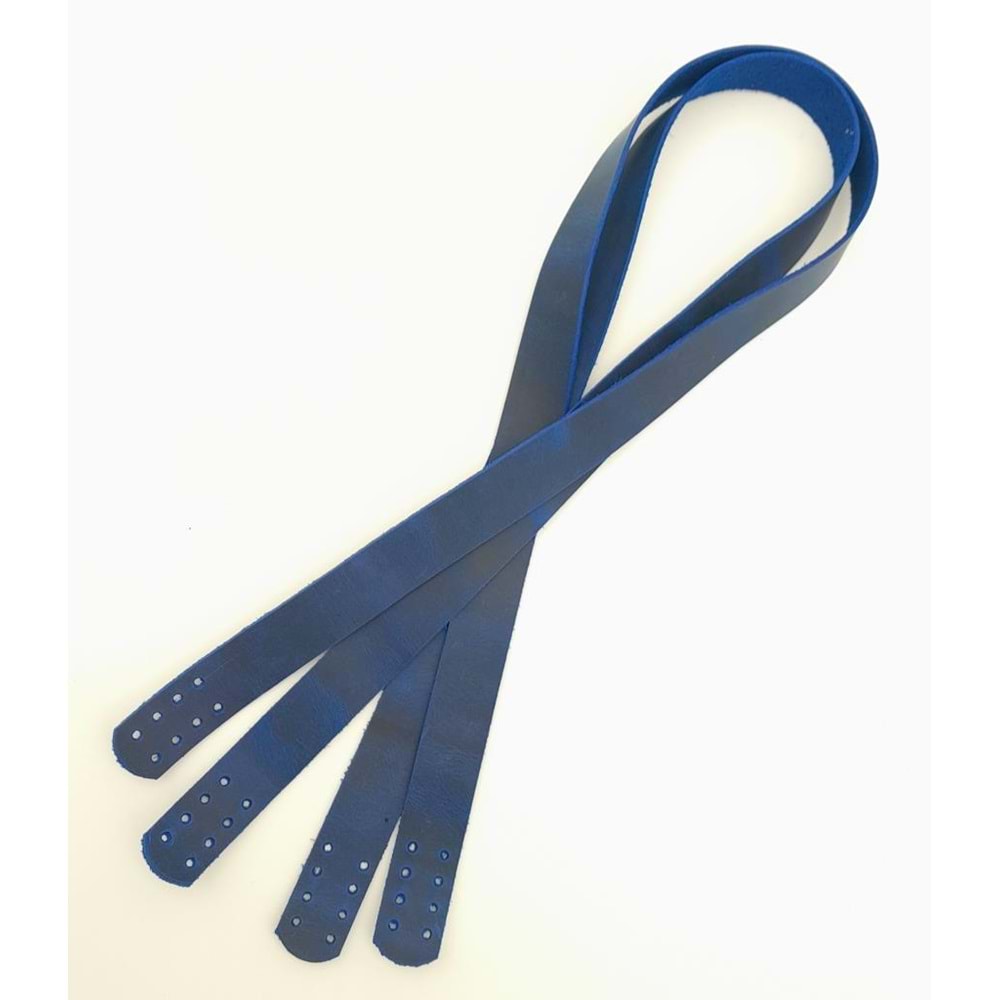 Çanta Aksesuar Gerçek Deri 70x2 cm Saks Mavi Crazy Oil Renk Çift Çanta Sapı