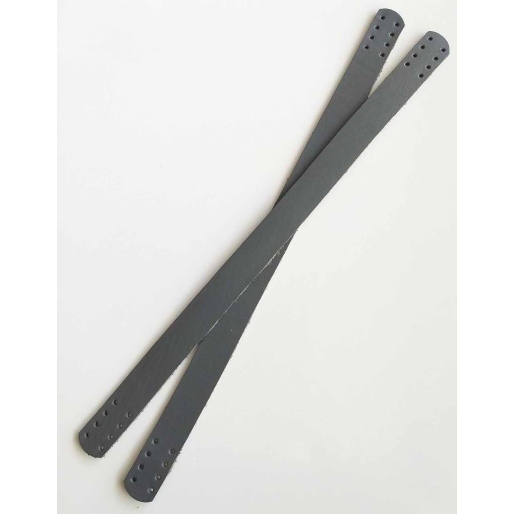 Çanta Aksesuar 35X2 Cm Gerçek Deri Çift Sap Gri