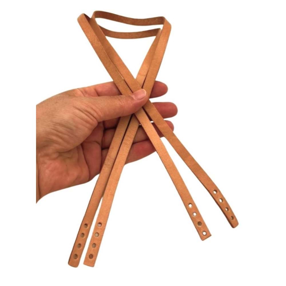 Çanta Aksesuar Gerçek Deri 70x0.8 cm Ham Renk Çift Çanta Sapı