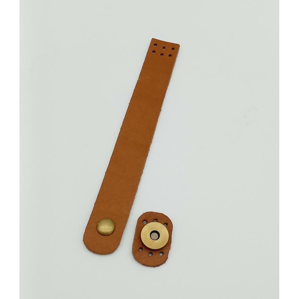 Çanta Aksesuar 18x2,3 cm Taba Gerçek Deri Düz Çanta Kapağı Antik Metalli