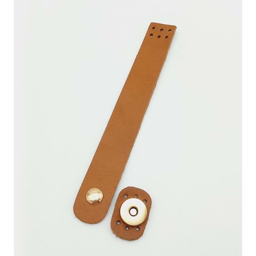 Çanta Aksesuar 18x2,3 cm Taba Gerçek Deri Düz Çanta Kapağı Light Gold Metalli