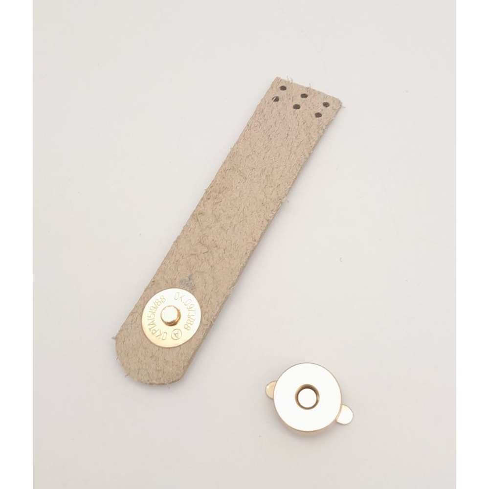 Çanta Aksesuar 11x2.3 cm Bej Gerçek Deri Düz Çanta Kapağı Light Gold Metalli