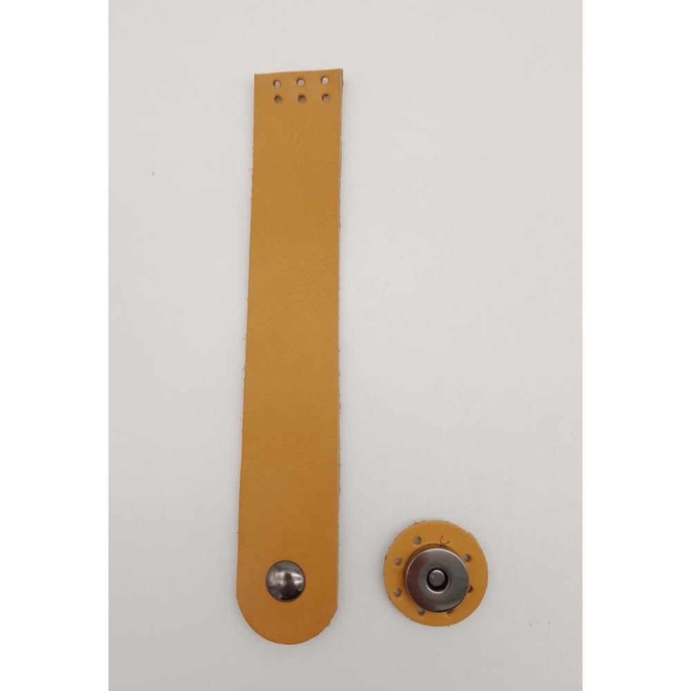 Çanta Aksesuar 18x3 cm Hardal Gerçek Deri Düz Çanta Kapağı Füme Metalli