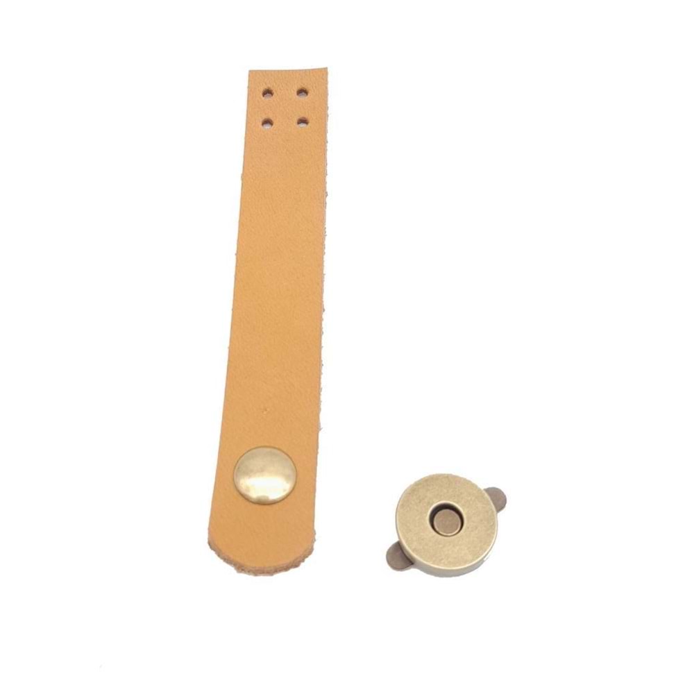 Çanta Aksesuar 11x2 cm Açık Taba Gerçek Deri Düz Çanta Kapağı Antik Metalli