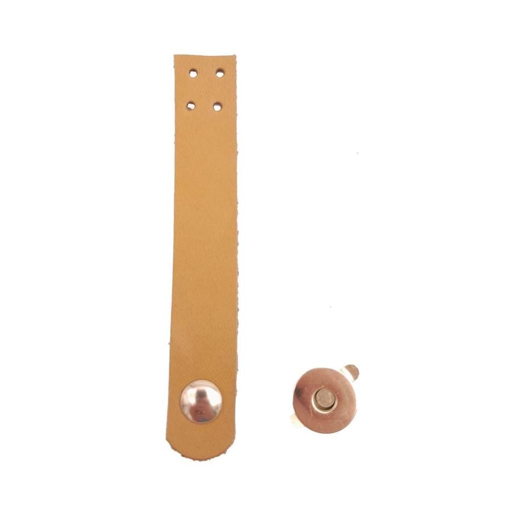 Çanta Aksesuar 11x2 cm Açık Taba Gerçek Deri Düz Çanta Kapağı Light Gold Metalli