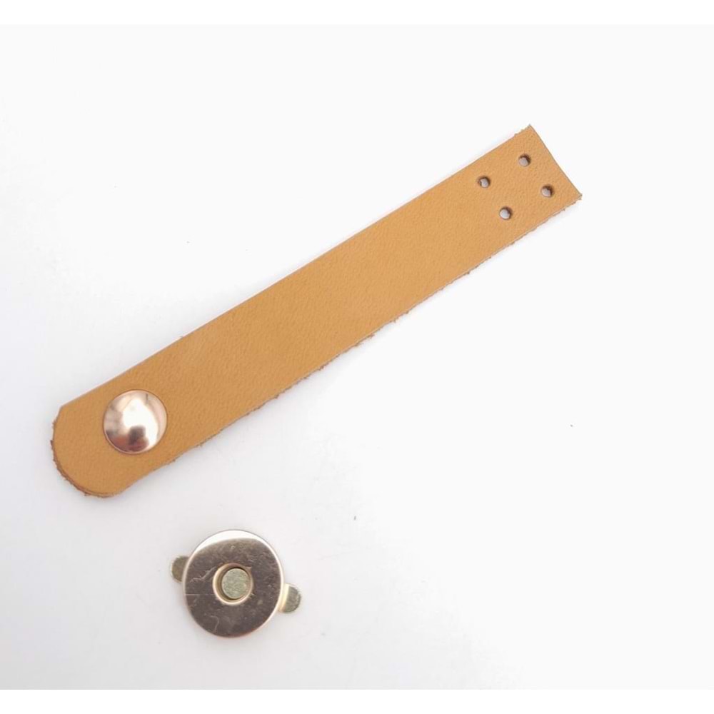 Çanta Aksesuar 11x2 cm Açık Taba Gerçek Deri Düz Çanta Kapağı Light Gold Metalli