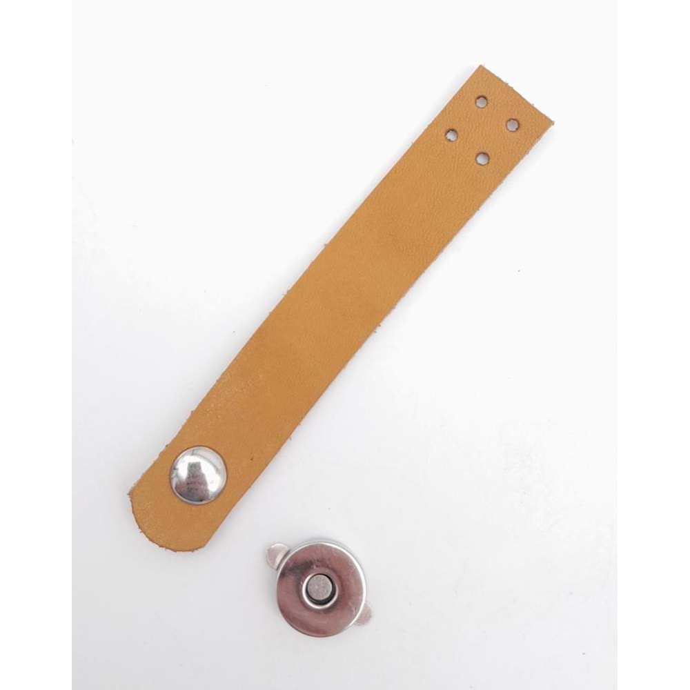 Çanta Aksesuar 11x2 cm Açık Taba Gerçek Deri Düz Çanta Kapağı Gümüş Metalli