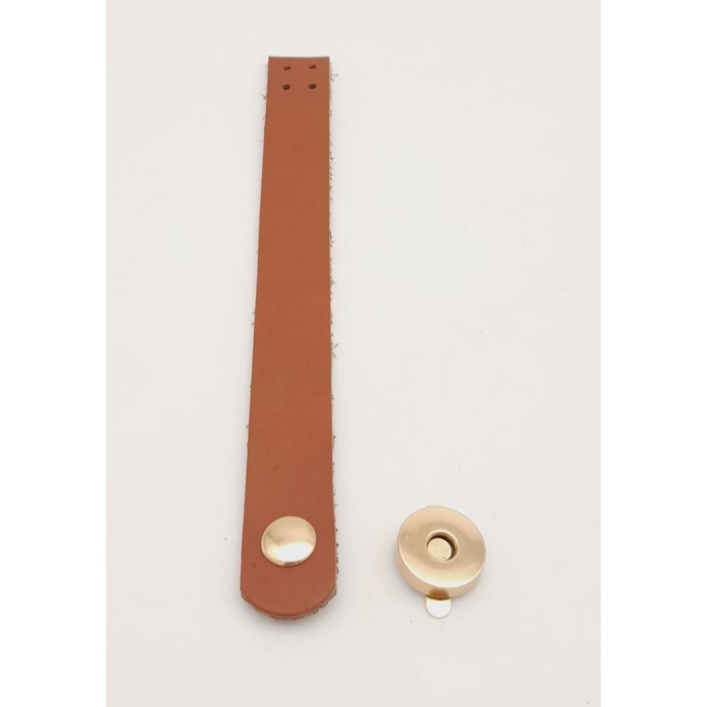 Çanta Aksesuar 18x2 cm Taba Gerçek Deri Düz Çanta Kapağı Light Gold Metalli
