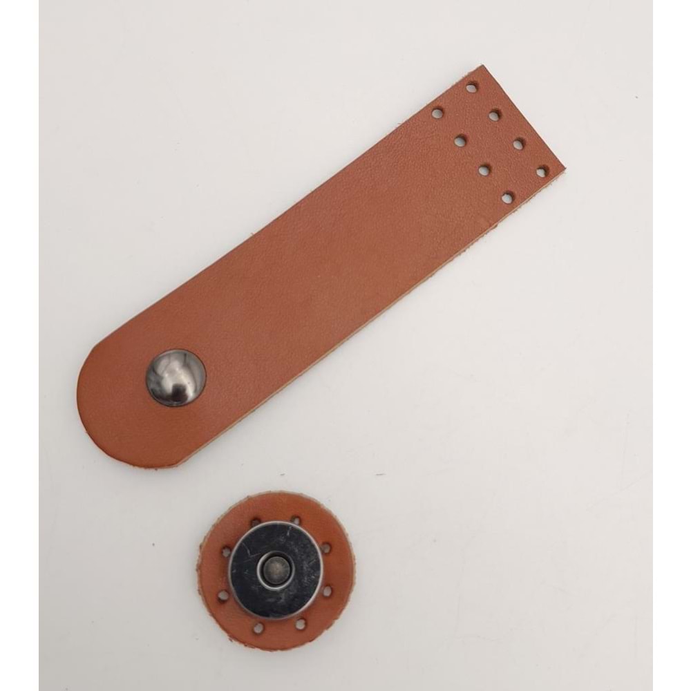Çanta Aksesuar 11x3 cm Taba Gerçek Deri Düz Çanta Kapağı Füme Metalli