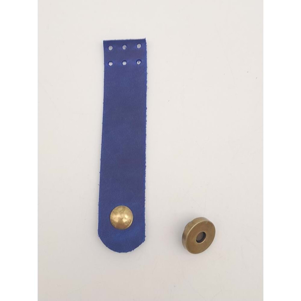 Çanta Aksesuar 11x2.3 cm Crazy Oil Saks Mavi Gerçek Deri Düz Çanta Kapağı Antik Metalli
