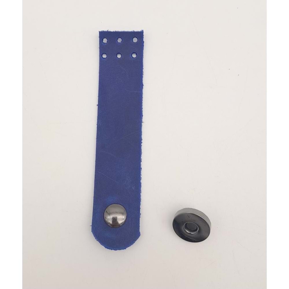 Çanta Aksesuar 11x2.3 cm Crazy Oil Saks Mavi Gerçek Deri Düz Çanta Kapağı Füme Metalli