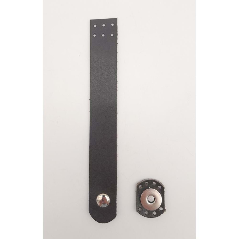 Çanta Aksesuar 18x2.3 cm Koyu Kahverengi Gerçek Deri Düz Çanta Kapağı Gümüş Metalli