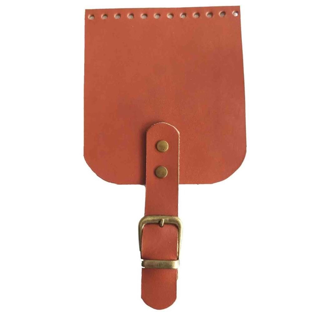 Çanta Aksesuar Gerçek Deri 21x12 cm Taba Renk Çanta Kapağı Antik Metalli