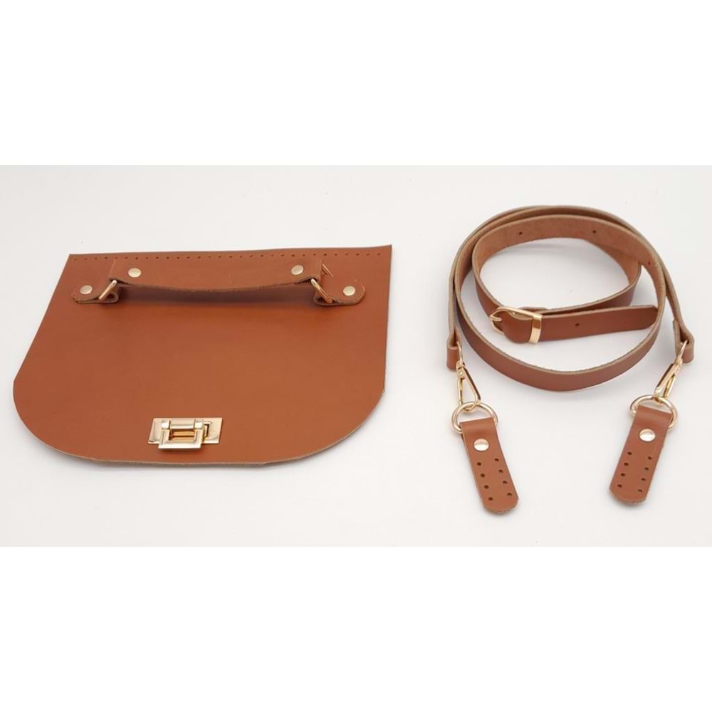 Çanta Aksesuar Taba Gerçek Deri 130x2 cm Ayarlı Saplı Çanta Çanta Seti Light Gold Metalli