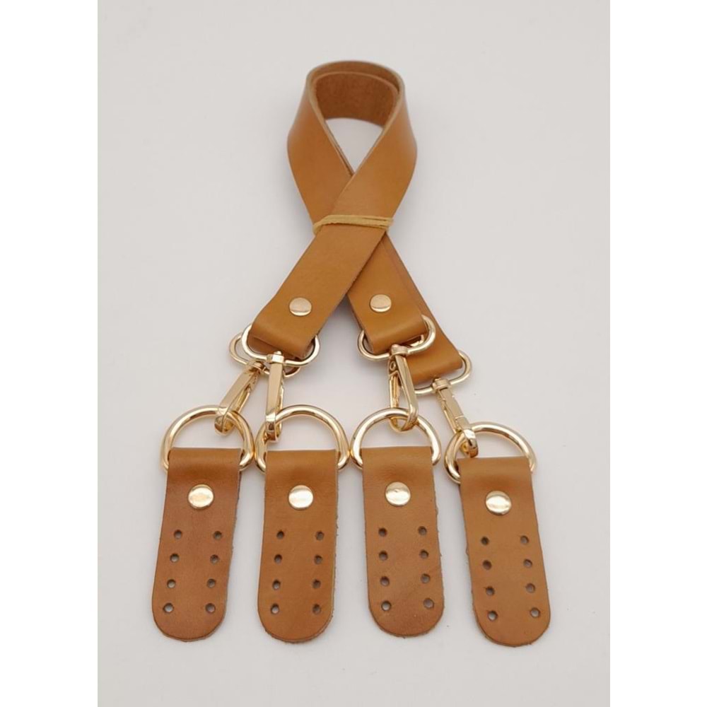 Çanta Aksesuar Gerçek Deri 55 Cm Misu Model Çift Sap Açık Taba Renk Light Gold Metal