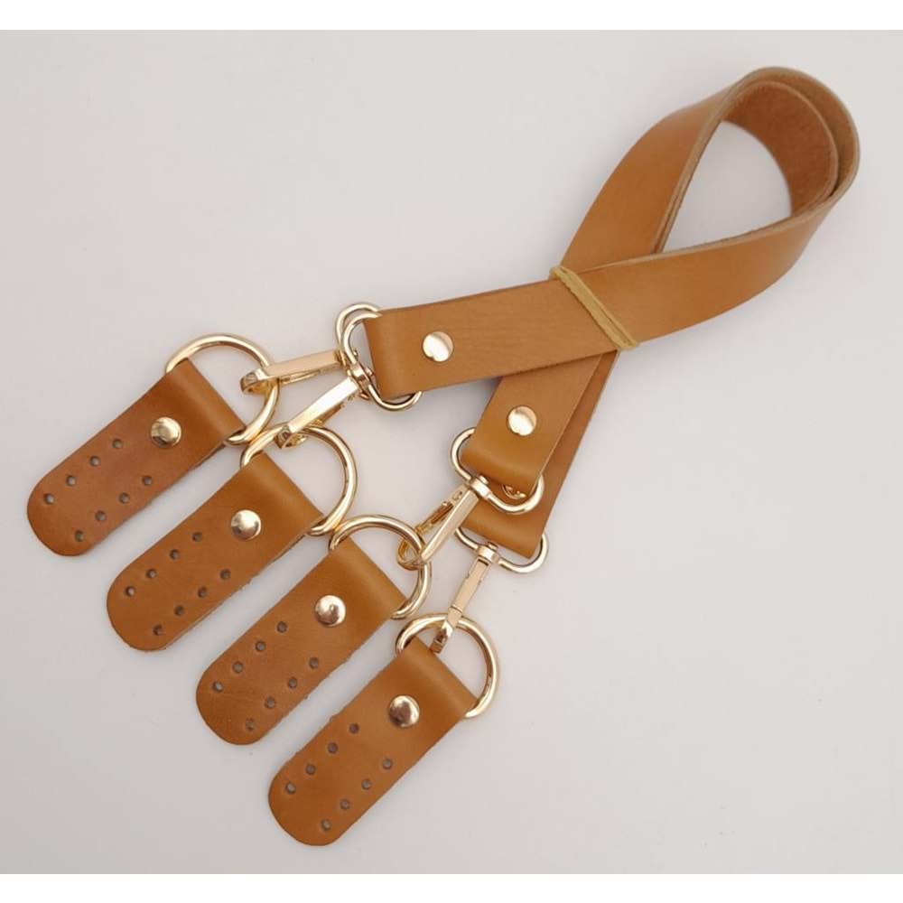 Çanta Aksesuar Gerçek Deri 55 Cm Misu Model Çift Sap Açık Taba Renk Light Gold Metal