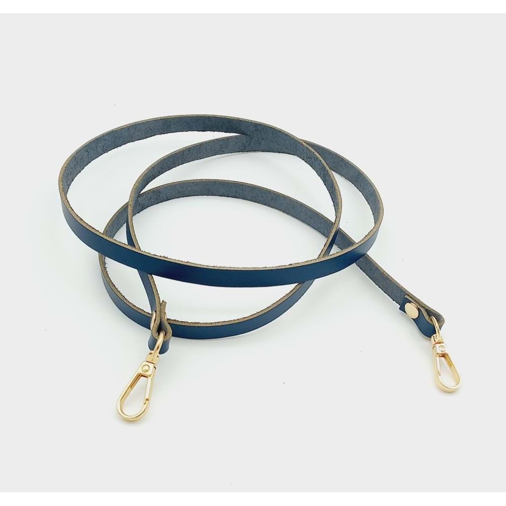 Çanta Aksesuar Gerçek Deri Spagetti Model Lacivert Light Gold Metal Çanta Sapı