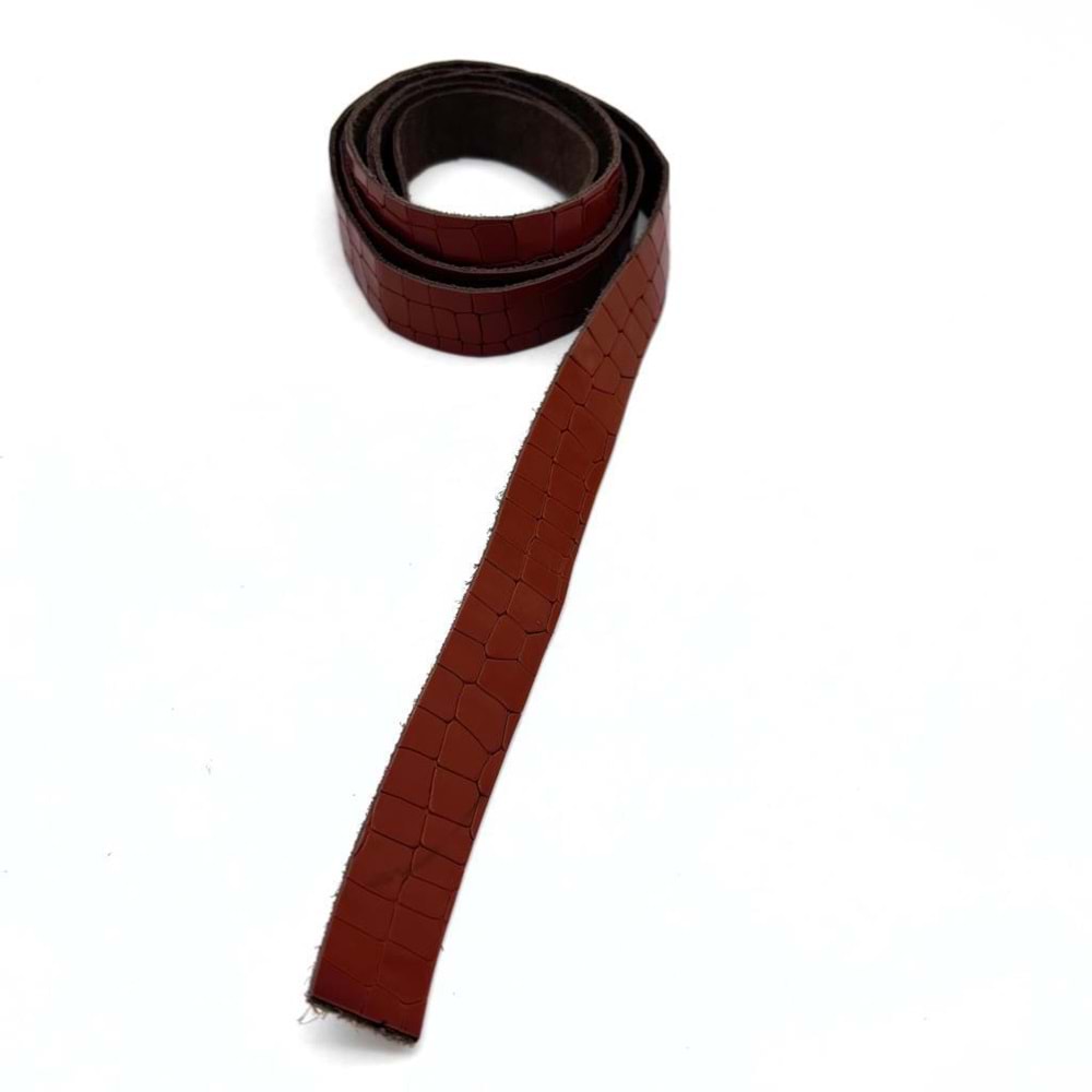 Çanta Aksesuar Taba Renk Croco Desen Gerçek Deri 100x2 cm Şerit Deri