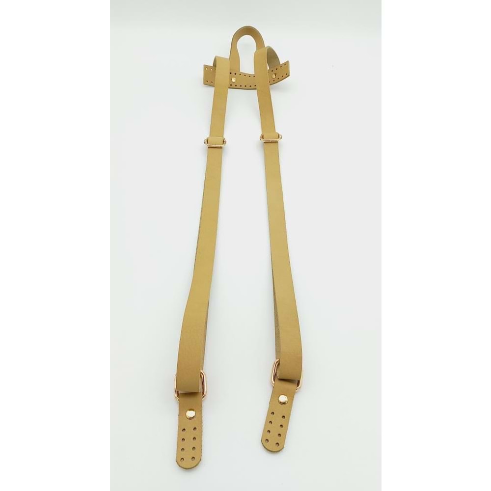 Çanta Aksesuar Gerçek Deri Ham Doğal Renk Sırt Çanta Sapı Light Gold Metalli