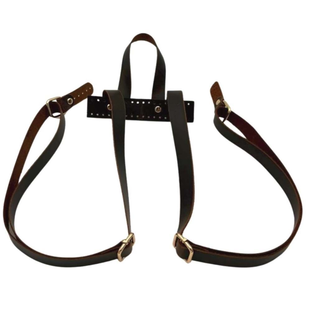 Çanta Aksesuar Gerçek Deri Sırt Çanta Sapı Crazy Oil Kahve Light Gold Metalli