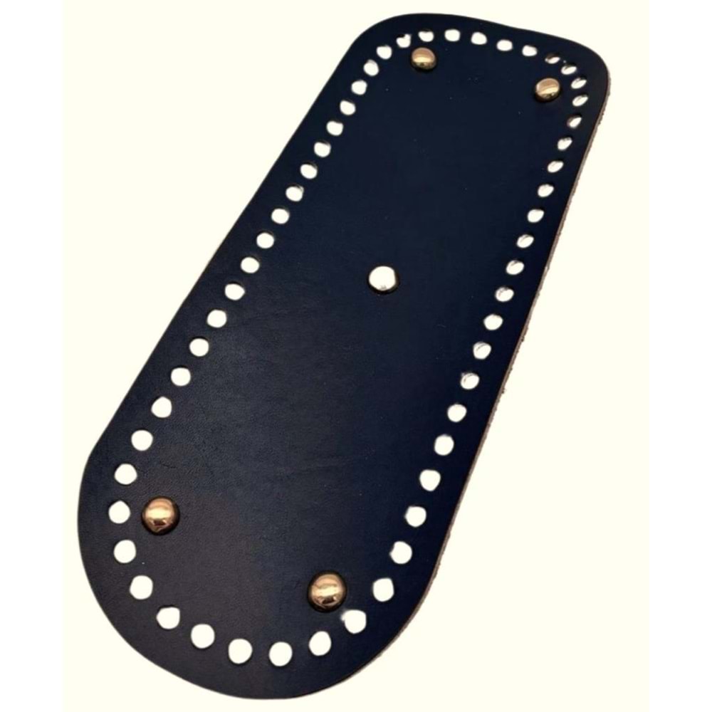 Çanta Aksesuar Gerçek Deri Lacivert 30X12 cm Oval Light Gold Metalli Çanta Tabanı