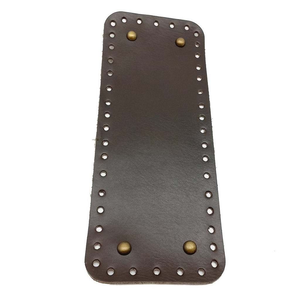 Çanta Aksesuar Gerçek Deri Koyu Kahve 30X12 cm Dikdörtgen Antik Metalli Çanta Tabanı