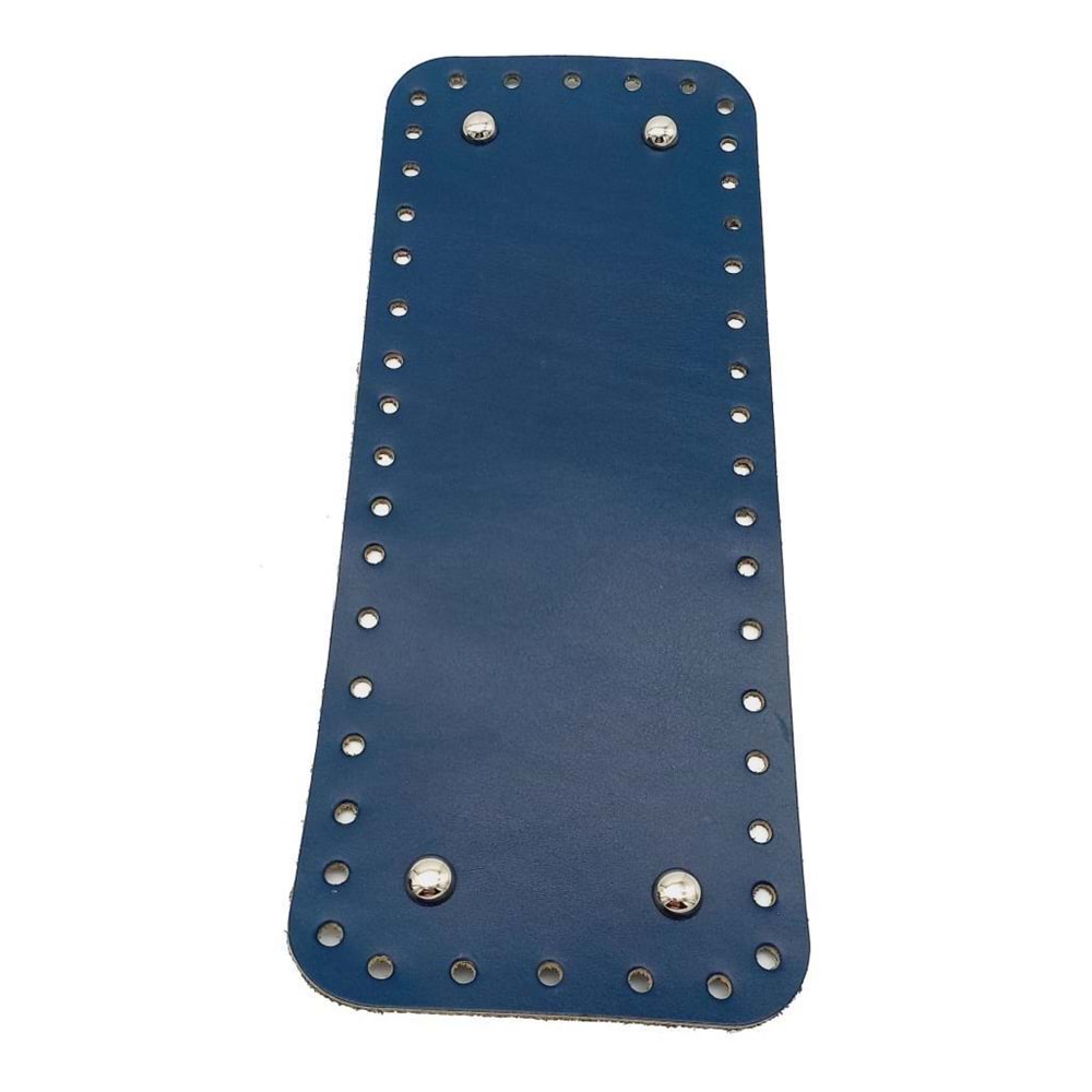 Çanta Aksesuar Gerçek Deri Lacivert 30X12 cm Dikdörtgen Gümüş Metalli Çanta Tabanı