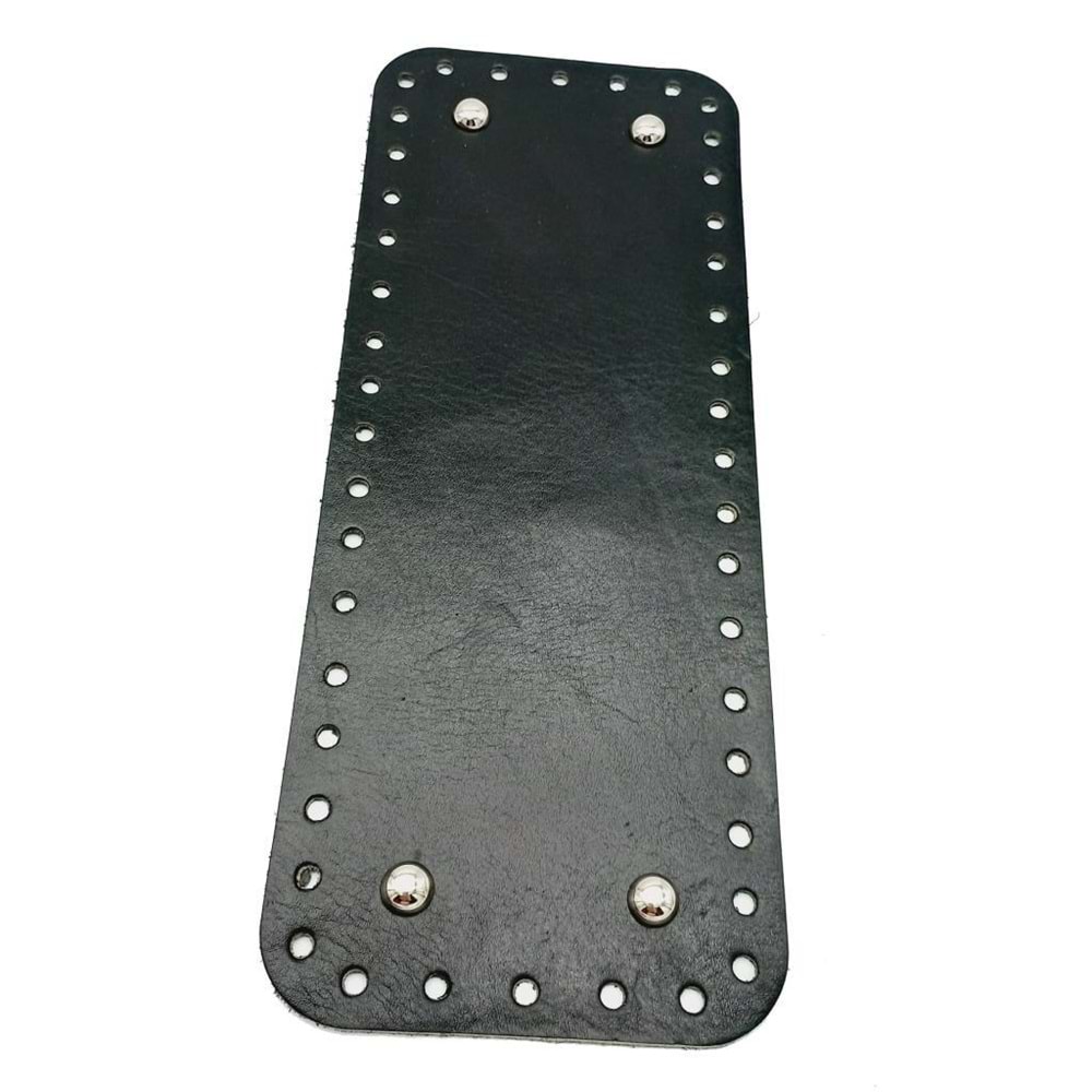 Çanta Aksesuar Gerçek Deri Siyah 30X12 cm Dikdörtgen Gümüş Metalli Çanta Tabanı