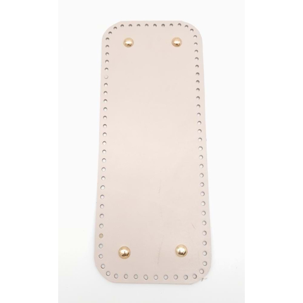 Çanta Aksesuar Gerçek Deri Bej 30X12 cm Dikdörtgen Light Gold Metalli Çanta Tabanı