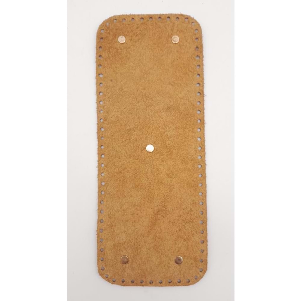 Çanta Aksesuar Gerçek Deri Açık Taba 30x12 cm Dikdörtgen Light Gold Metalli Çanta Tabanı