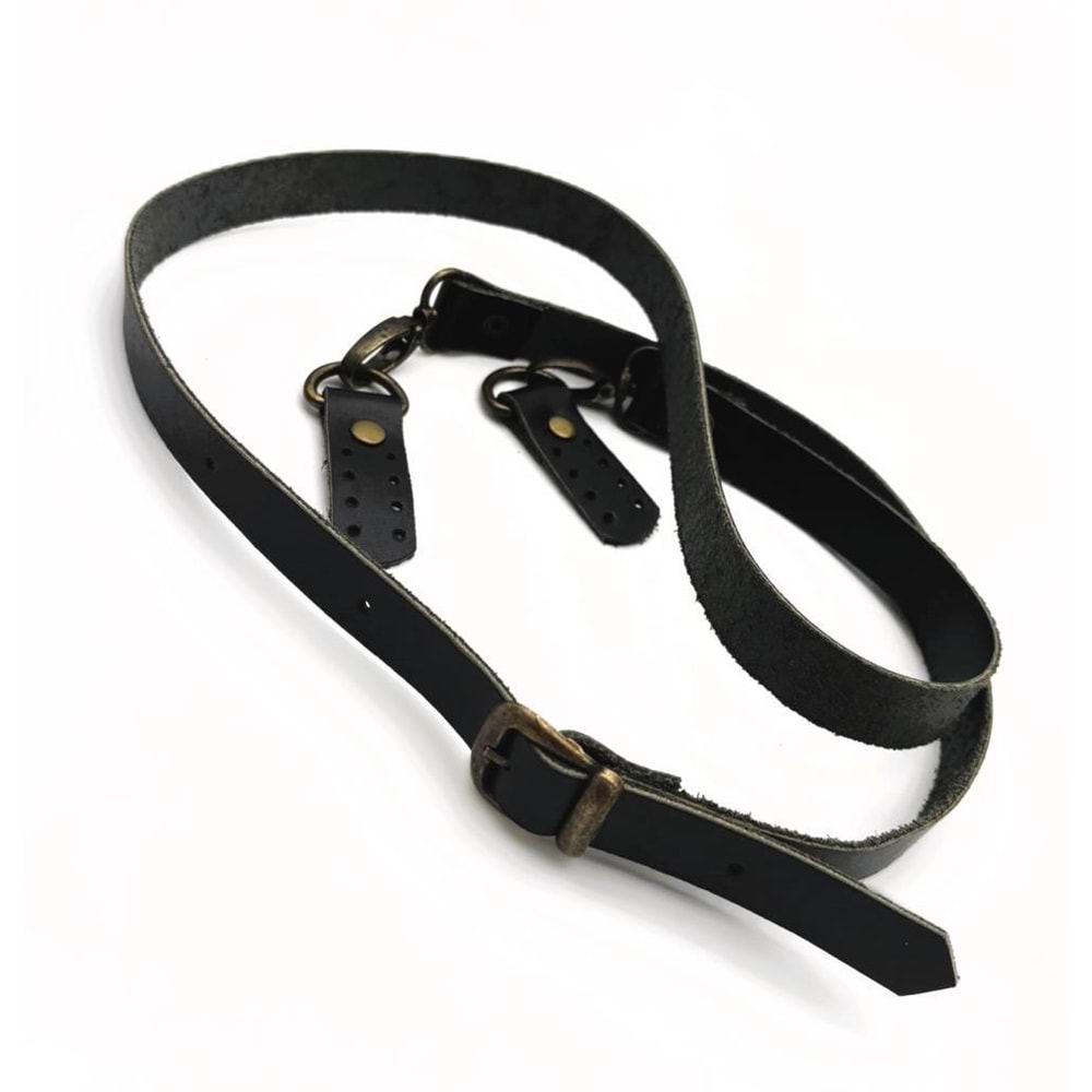 Çanta Aksesuar Gerçek Deri Ayarlı Uzun Sap 2X130 Siyah Antik Metalli