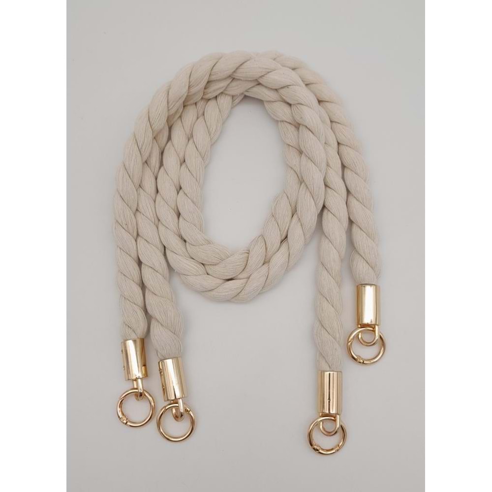 Çanta Aksesuar Pamuklu Halat Model Çift Çanta Sapı Light Gold Metalli