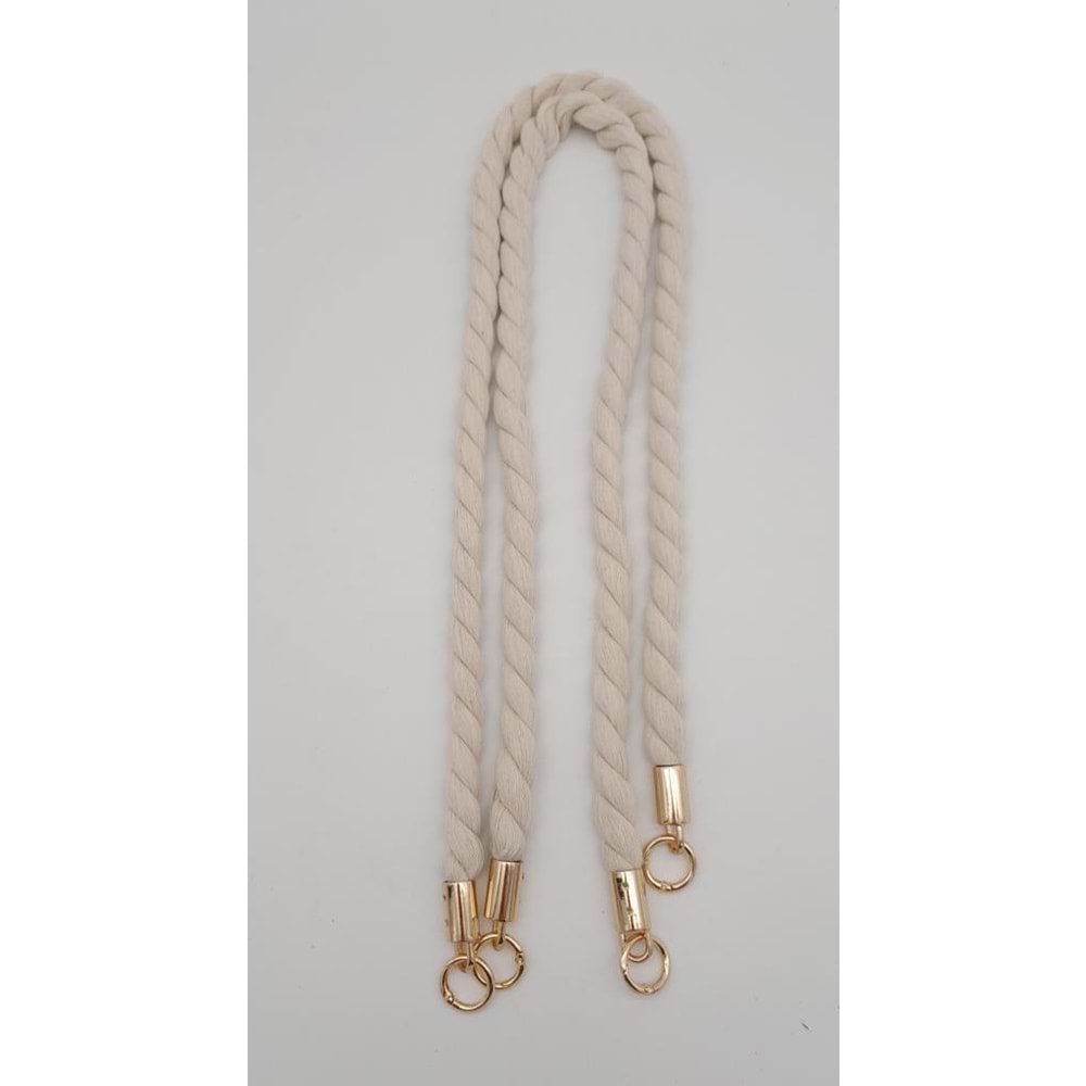 Çanta Aksesuar Pamuklu Halat Model Çift Çanta Sapı Light Gold Metalli