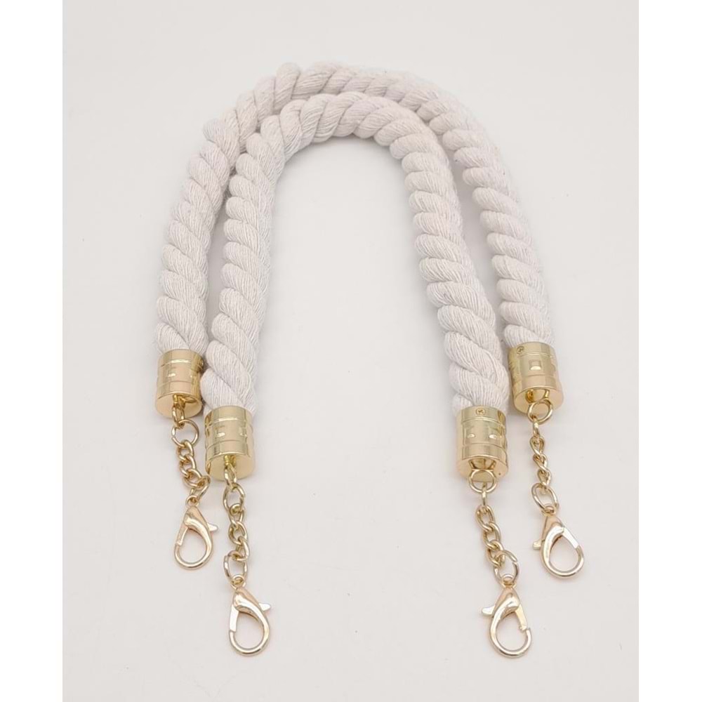 Çanta Aksesuar 50 cm Pamuklu Halat Model Çift Çanta Sapı Light Gold Metalli