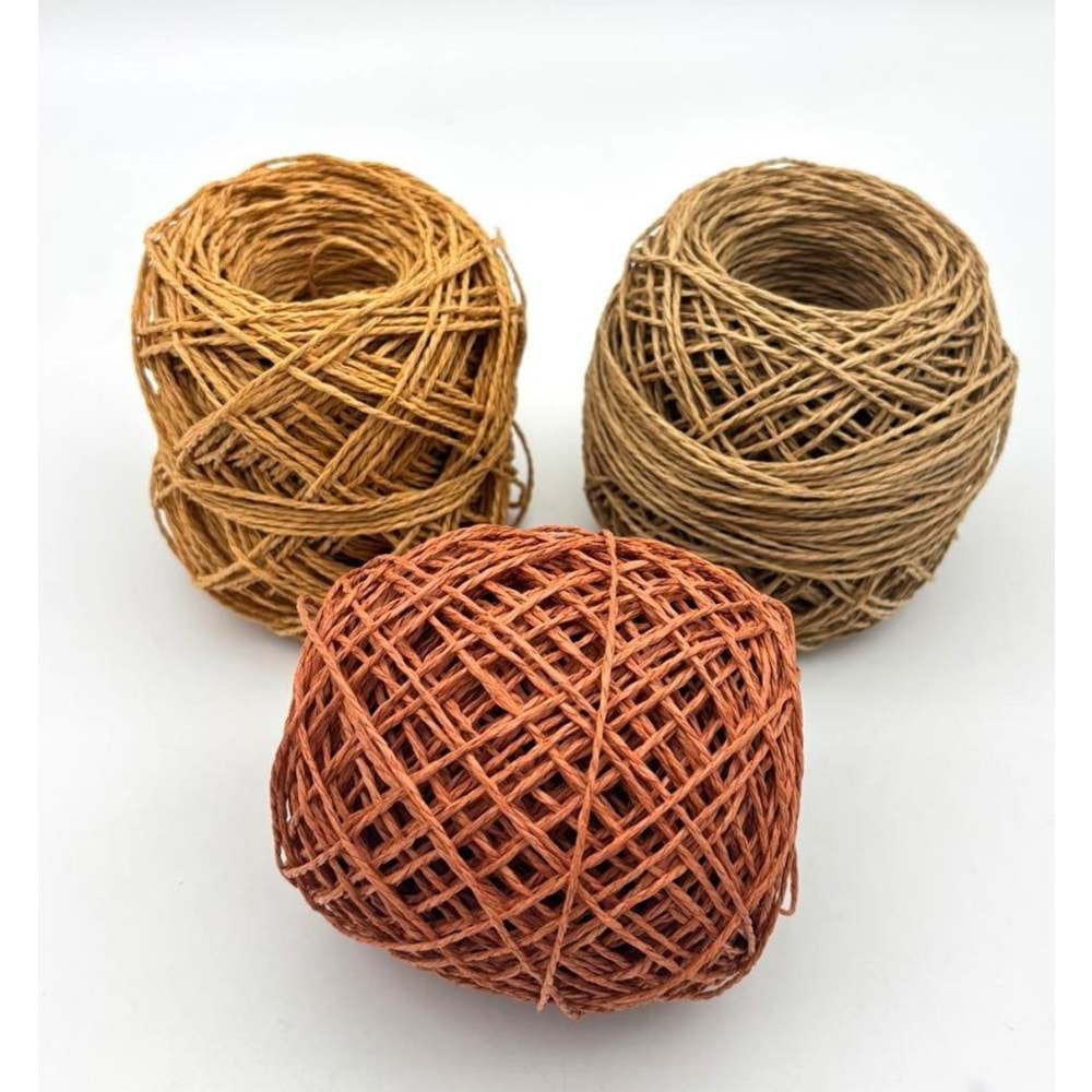Çanta Aksesuar 3 Adet 50 Gr Sarılmış Kağıt İp (Kiremit-HasırG70-HasırG39 )