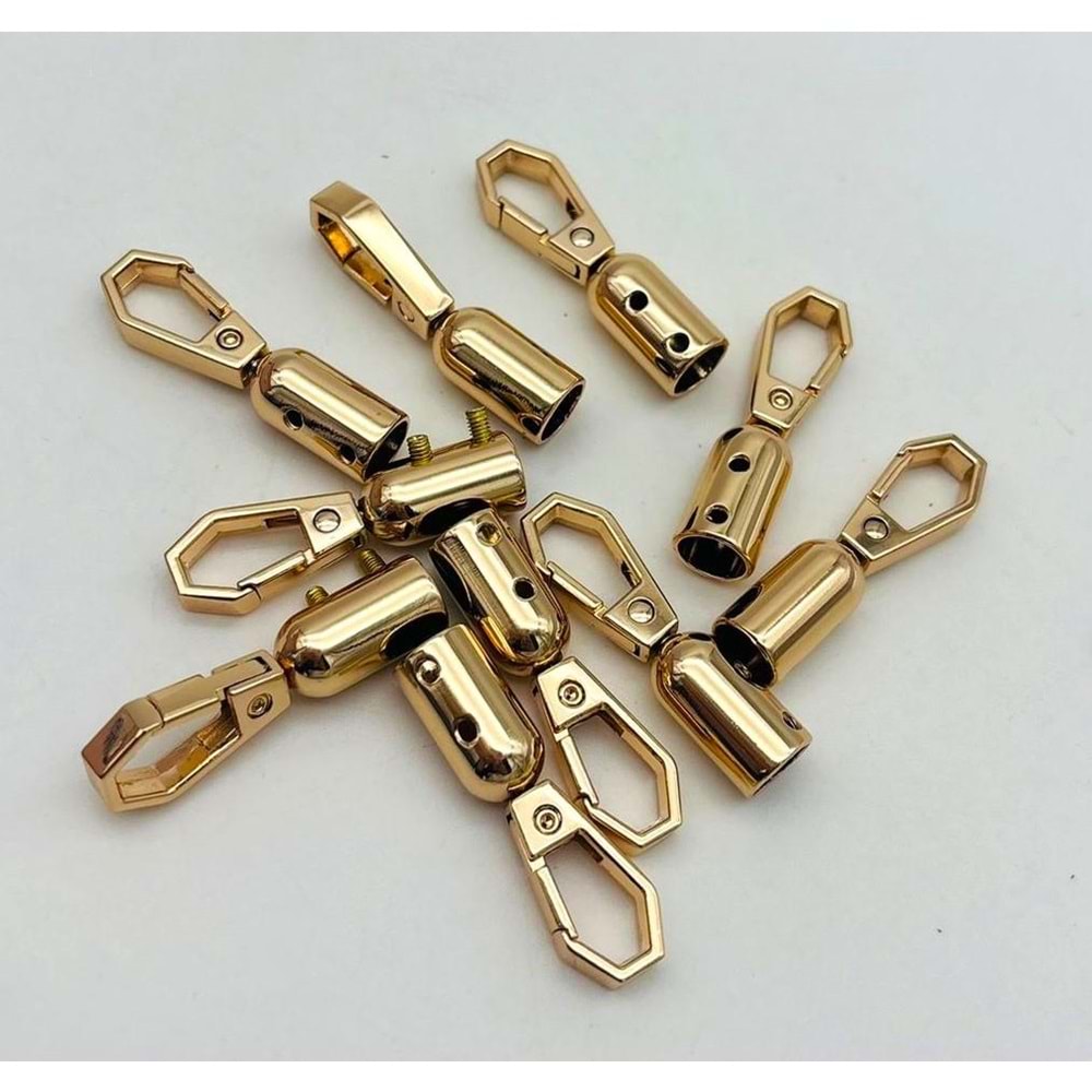 Çanta Aksesuar 9 mm Light Gold Renk Kancalı Kovan 10 Adet