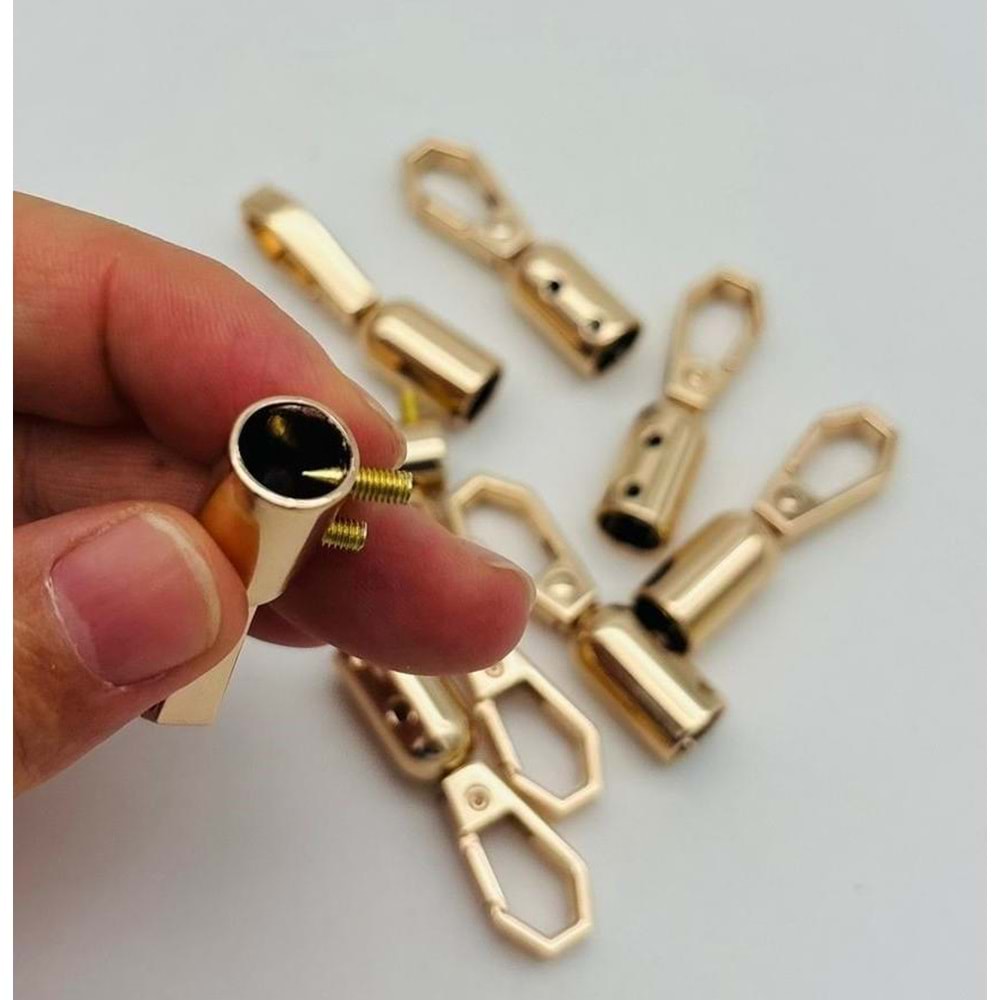 Çanta Aksesuar 9 mm Light Gold Renk Kancalı Kovan 10 Adet