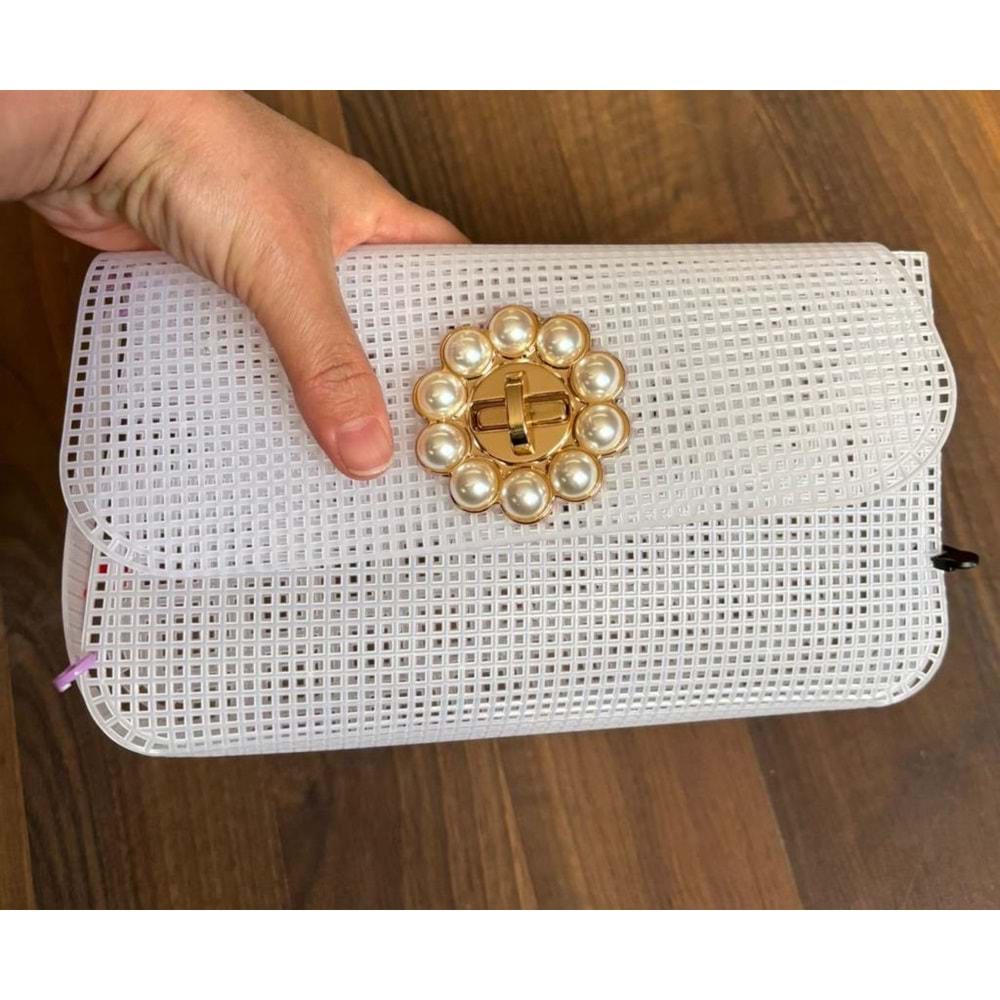 Çanta Aksesuar 22x44 cm Çanta Kanvas İncili Kilitli