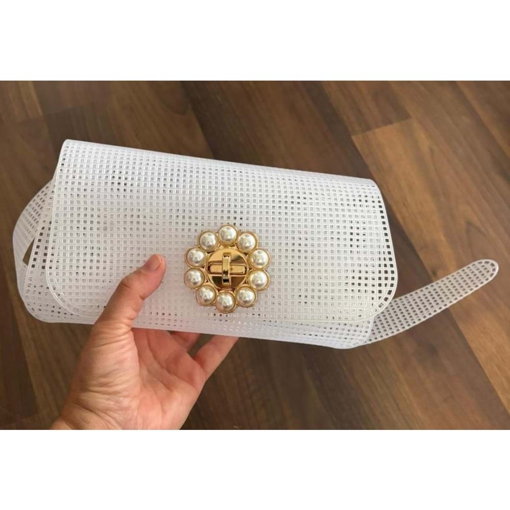 Çanta Aksesuar 22x44 cm Çanta Kanvas İncili Kilitli