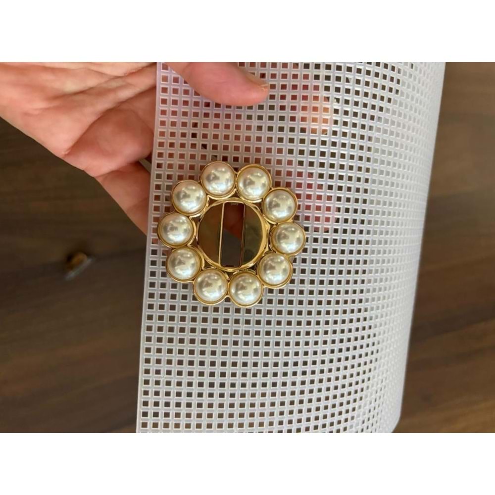 Çanta Aksesuar 22x44 cm Çanta Kanvas İncili Kilitli
