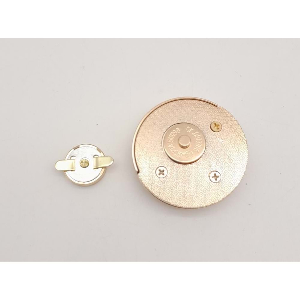 Çanta Aksesuar 5 cm Yuvarlak Mıknatıslı Kilit Light Gold