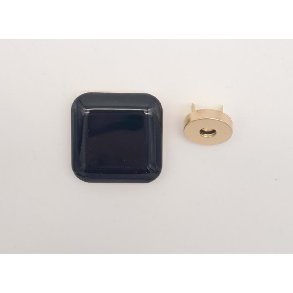 Çanta Aksesuar 3.5 cm Kare Akrilikli Siyah Renk Light Gold Mıknatıslı Kilit