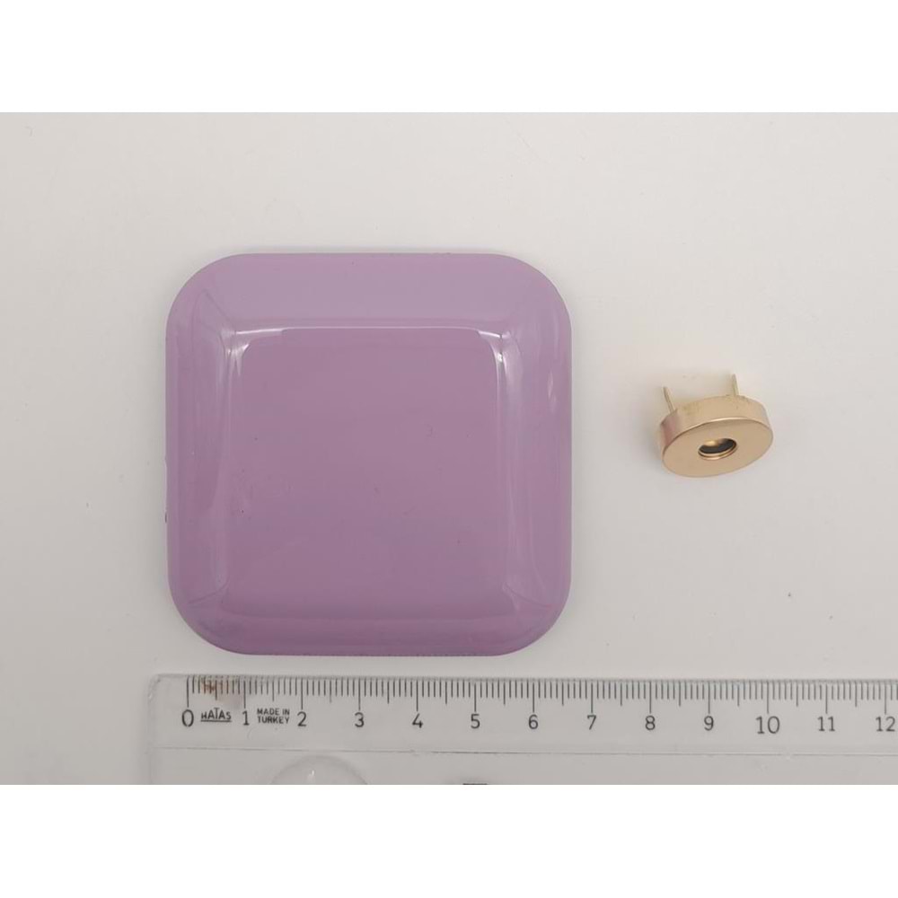 Çanta Aksesuar 7 cm Kare Akrilikli Lila Renk Light Gold Mıknatıslı Kilit