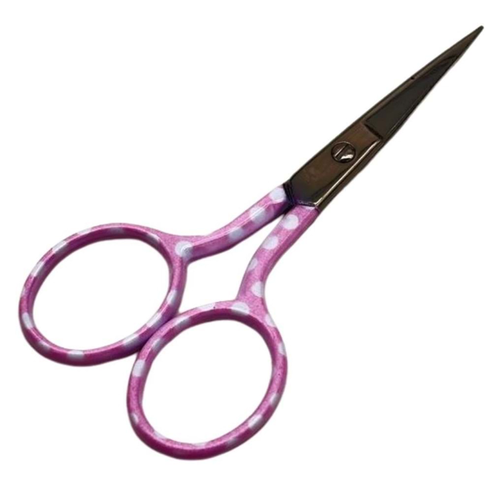 Çanta Aksesuar Pembe Puantiyeli Makas 9 cm