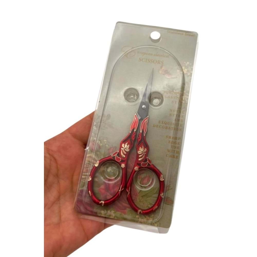 Çanta Aksesuar Kırmızı Renk Vintage Makas 11 cm